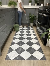 Checkerboard Vinyl Runner Rug