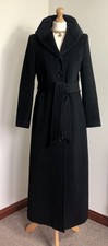 Jaeger Size 12 Super Soft Angora Wool Long Maxi Belted smart Coat quilted collar