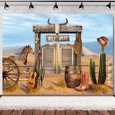 Western Cowboy Birthday Backdrop Banner Party Background Photo Prop Wild West