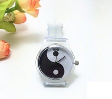 Slim Kids Analog wrist watch boys girls Kung Fu Wristwatch Clear Strap W09 D UK