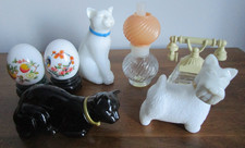 Job Lot Vintage Avon Perfume Bottles Dog Cat x 2 Chinese Egg Lamp Phone