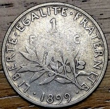 1899 One French Franc Silver