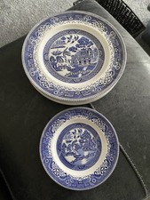 Old Willow English Ironstone Washington Pottery 6x Dinner Plates 2x Side Plates
