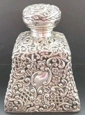 A Late Victorian Mounted Silver Scent Bottle In A Mallet Shape 14cm Tall X10.5cm