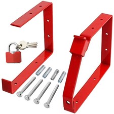 Lockable Wall Ladder Rack Bracket Double + Triple Section Ladders & Padlock