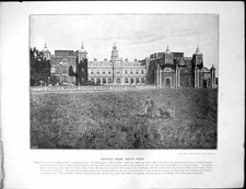 Antique Print Hatfield House South Front Henry V111 Folkestone Lees Resort