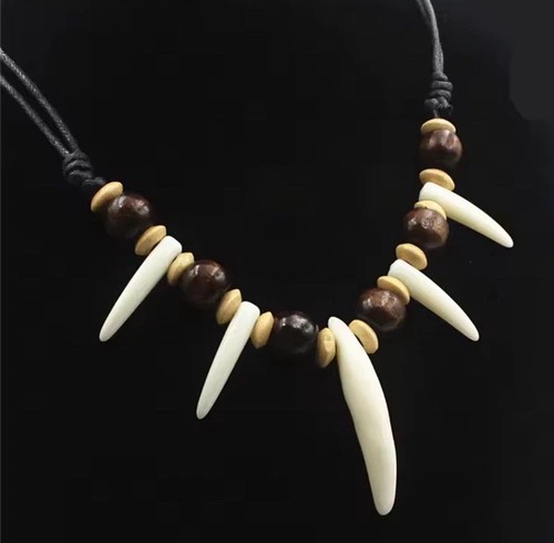 Necklace wood beads plastic - necklace,