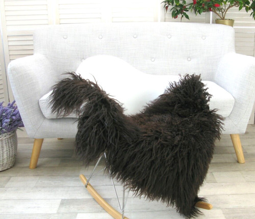 Brown white curly mongolian - white,