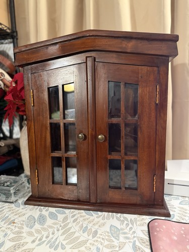 Vtg wood display cabinet - vtg,