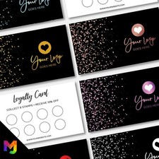 Custom Loyalty Reward Card Printing | Glitter Style Modern Design Gold Rose Blue