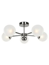 MADE.COM Chrome Globe 5 Light Flush Ceiling (Black Nickel & Frosted)