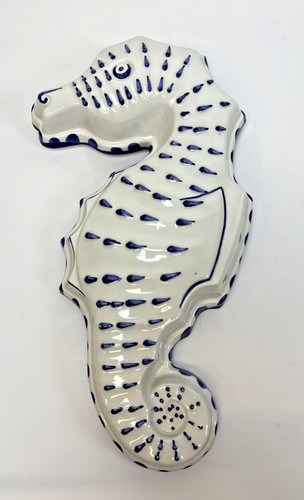 Seahorse wall plaque blue - seahorse, hand