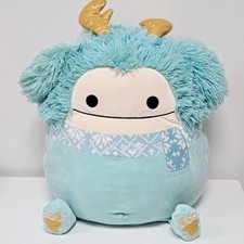 Squishmallows Winter Joelle OG SUPER RARE Teal Bigfoot 16" Large Antlers Scarf