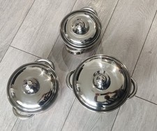 Set of 3 Authentic Traditional Indian Copper Curry Balti Dish/Handi Pot 7" 6" 5"