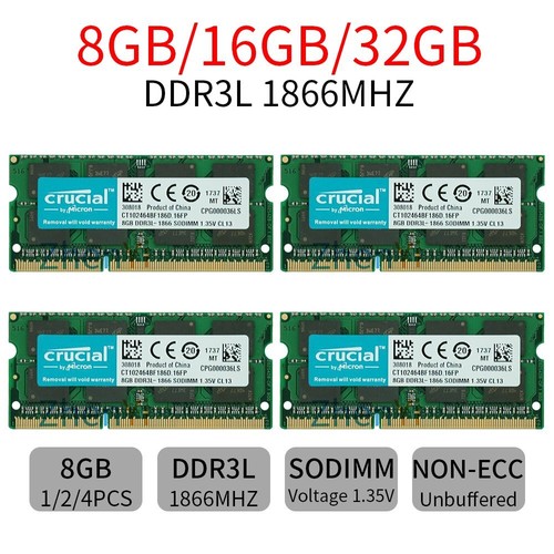 Crucial 32gb 16gb - 8gb, ddr3l