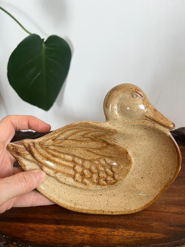 Vintage stoneware duck trinket - stoneware,