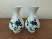 Pair Of Vintage Hand Painted Chinese Floral Vases, 10cm Tall