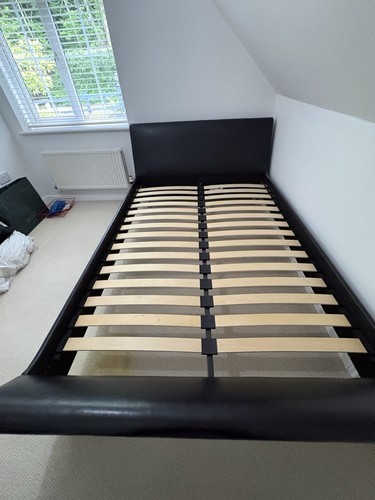 Faux leather double bed - double,