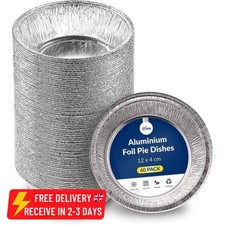 Round Foil Pie Dishes- 12cm Recyclable Cupcake Baking Cases FREE DELIVERY