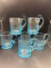 Set of 6 Thomas Webb Glass 'Ribbonette' Tankards 12cms 1970’s