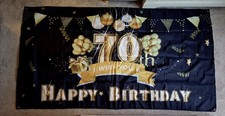 70th Birthday Party Banner Decoration Black Gold