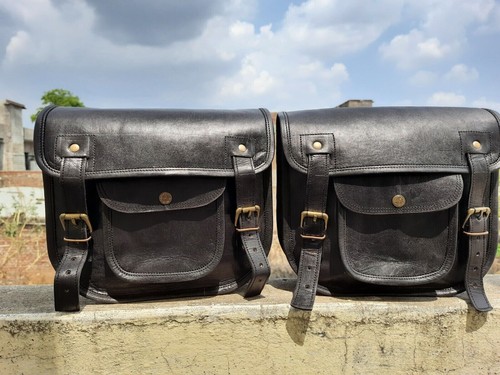Black leather pouch motorcycle - pouch,