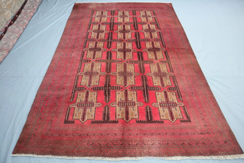 6x9 vintage afghan baluchi red - vintage,