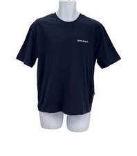 Palm Angels Text Logo T Shirt, Mens T Shirt Size Medium, Navy, New