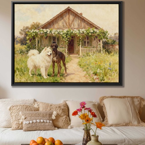 Rustic dog artwork samoyed - rustic,