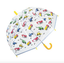 Diggers And Dump Truck Print Children's See Through Clear Dome Umbrella