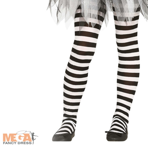 Kids black white striped - white,