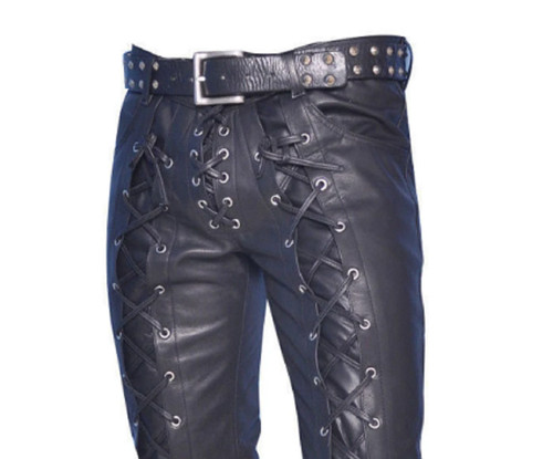 Mens leather trousers black - mens,