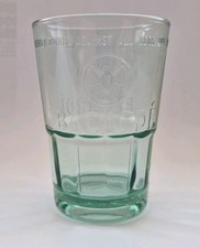 VINTAGE BACARDI Rum Mojito Cocktail Glass Green Tinted Embossed Bat Logo 1862.