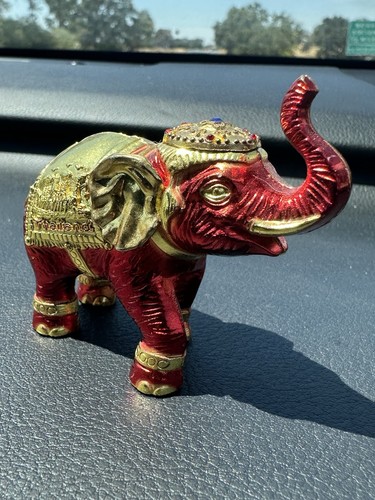 Red orchid elephant figurine - red,