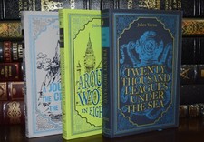 New Novels by Jules Verne 3 Volume Set Suede Leather Feel Ribbon Marker Deluxe