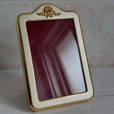 Vintage Brass Photo Frame Rectangle Ornate Ribbon Bow Photo 9x12.5cm Interior