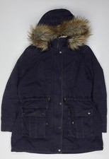 Marks and Spencer Women's Blue Parka Coat, Size 14