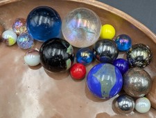 X18 Vintage Glass Marbles 1inch And 1cm Sizes 