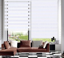 TANZUOER Zebra Roller Blinds Dual Layer Roller Shades, Height 150cm, White