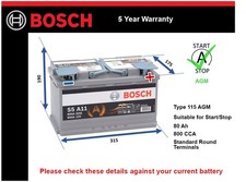 AGM Car Battery S5A11 Bosch