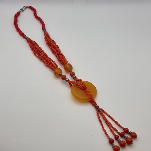 Multi strand coral colored red - strand,