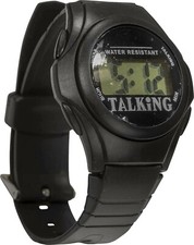 Black Unisex Water Resistant Partially Sighted Talking Digital Watch with Alarm