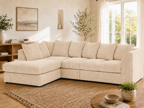 Jumbo cord corner sofa suite - cord,