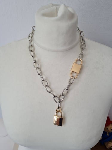 Silver tone gold - tone, padlock