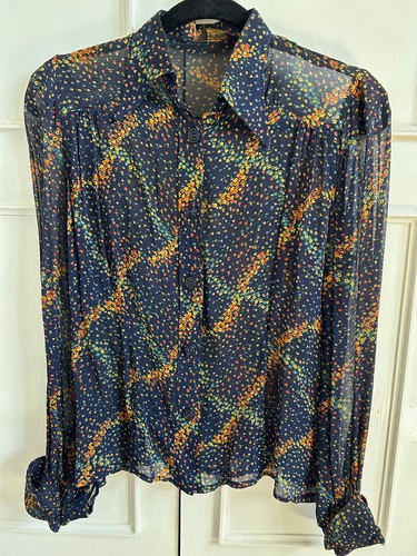 Vintage blue floral rayon
