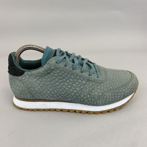 Woden green leather sneakers - green,
