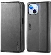 TUCCH JY Case for iPhone 15 PU Wallet Mobile Case,Card slot,Kickstand Black