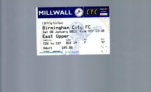 Used ticket millwall - used,