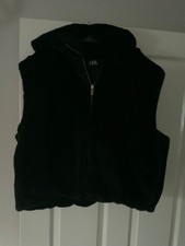 ladies zara faux fur hooded black gilet,size xxl,unworn