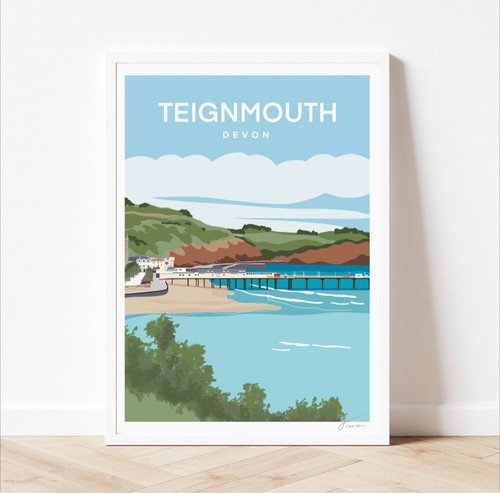 Teignmouth devon travel poster - teignmouth,